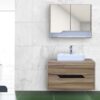 Ceviz Banyo Dolabı Takım Lavabo ve Ayna Dahil