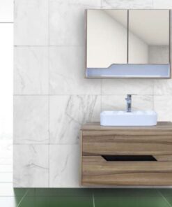 Ceviz Banyo Dolabı Takım Lavabo ve Ayna Dahil
