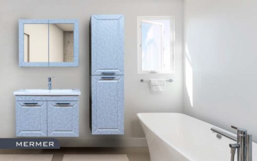 Mermer Banyo Dolabı Takım Lavabo ve Ayna Dahil