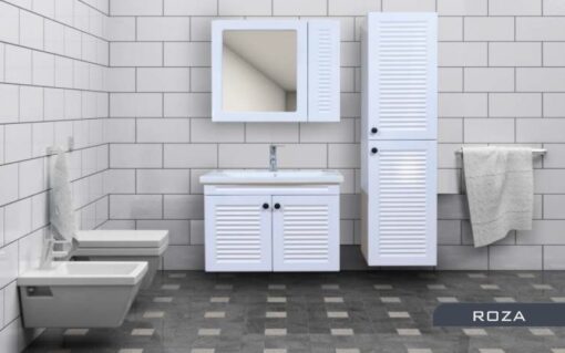 Roza Banyo Dolabı Takım Lavabo ve Ayna Dahil