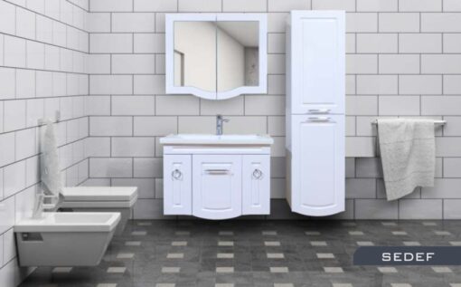 Sedef Banyo Dolabı Takım Lavabo ve Ayna Dahil