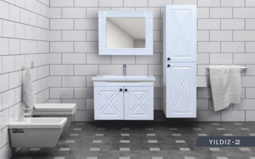 Yıldız 2 Banyo Dolabı Takım Lavabo ve Ayna Dahil